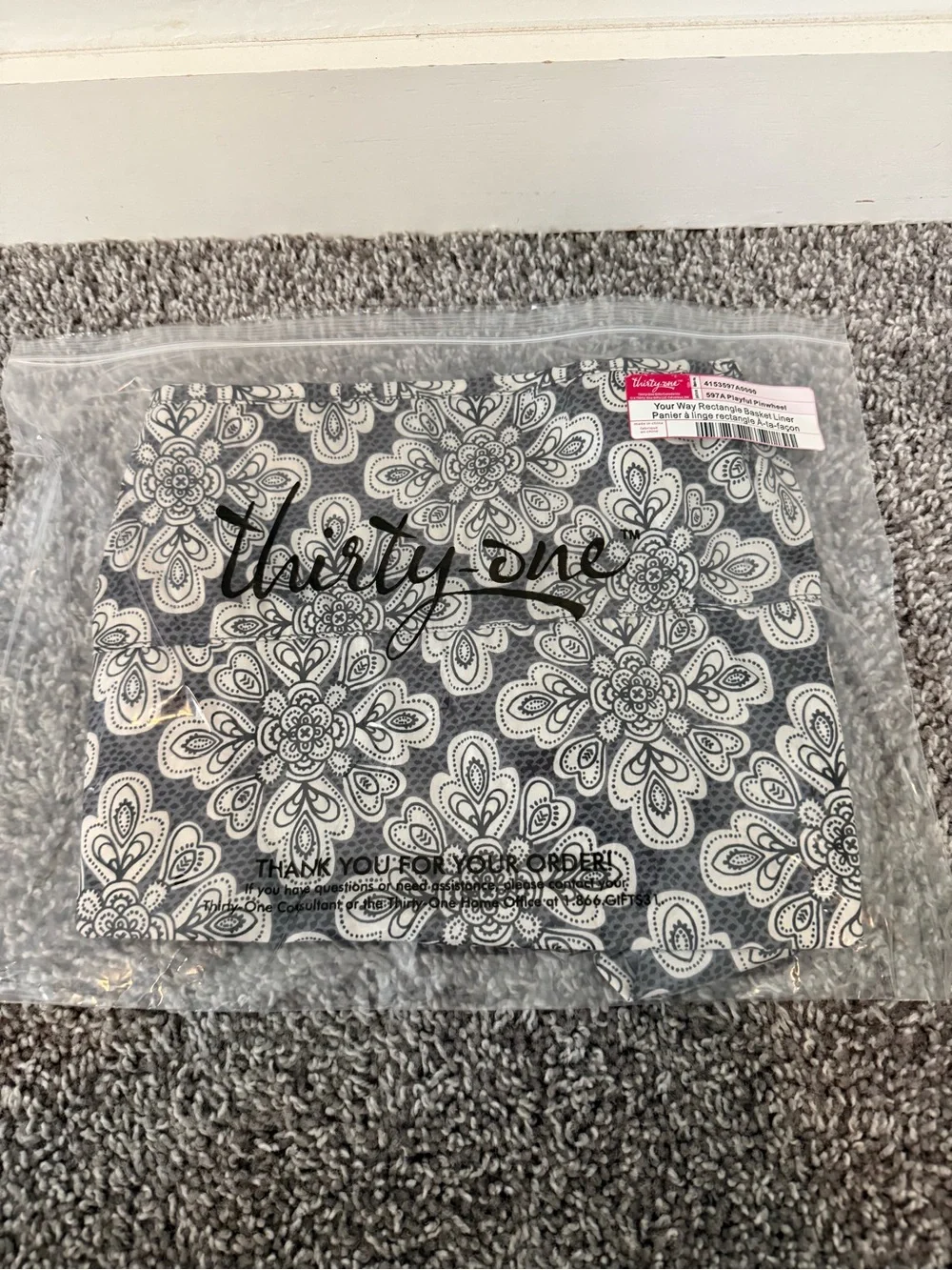 NIP-Set of 2-thirty-one Your Way Rectangle Basket Liner in Playful Pinwheel